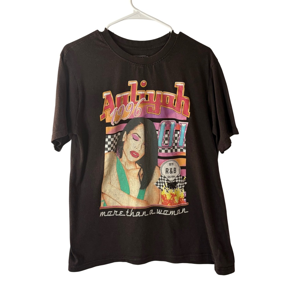 Aaliyah More Than A Woman Graphic T-Shirt Black R&B Music Tee Mens Large